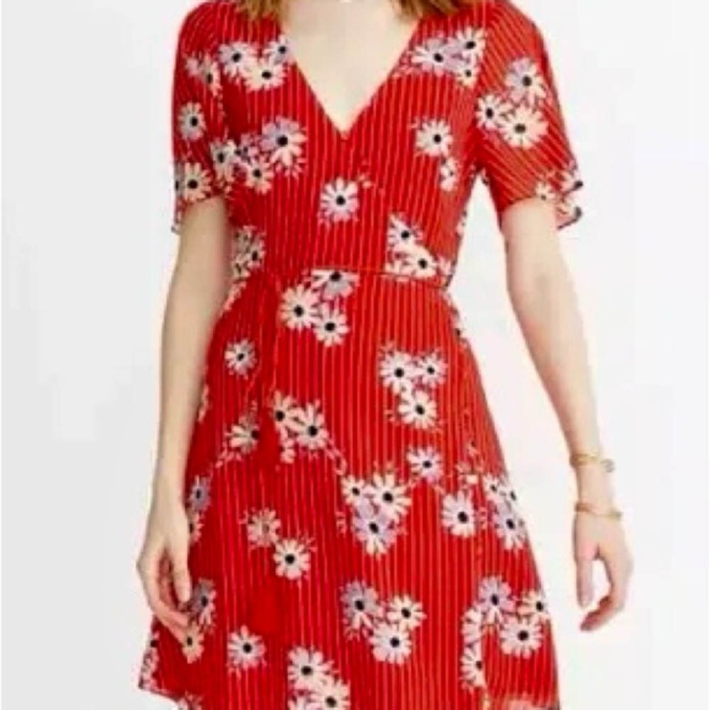 NWT Madewell Floral Red Wrap Dress